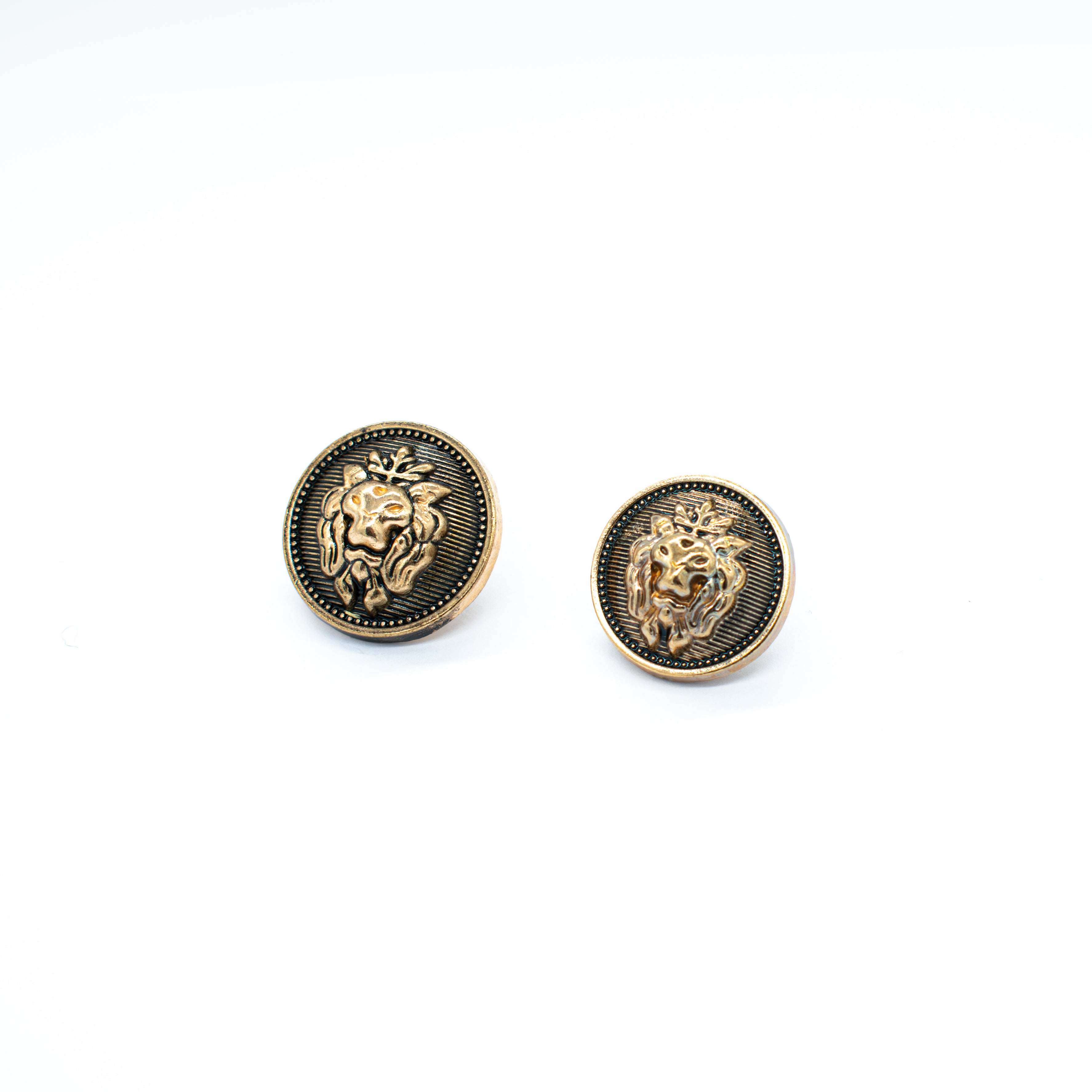 Lion Head Button Dark Gold
