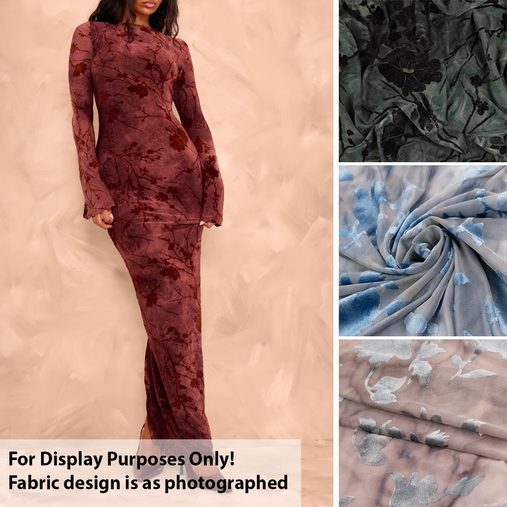 Devore Burnout Floral Stretch Mesh