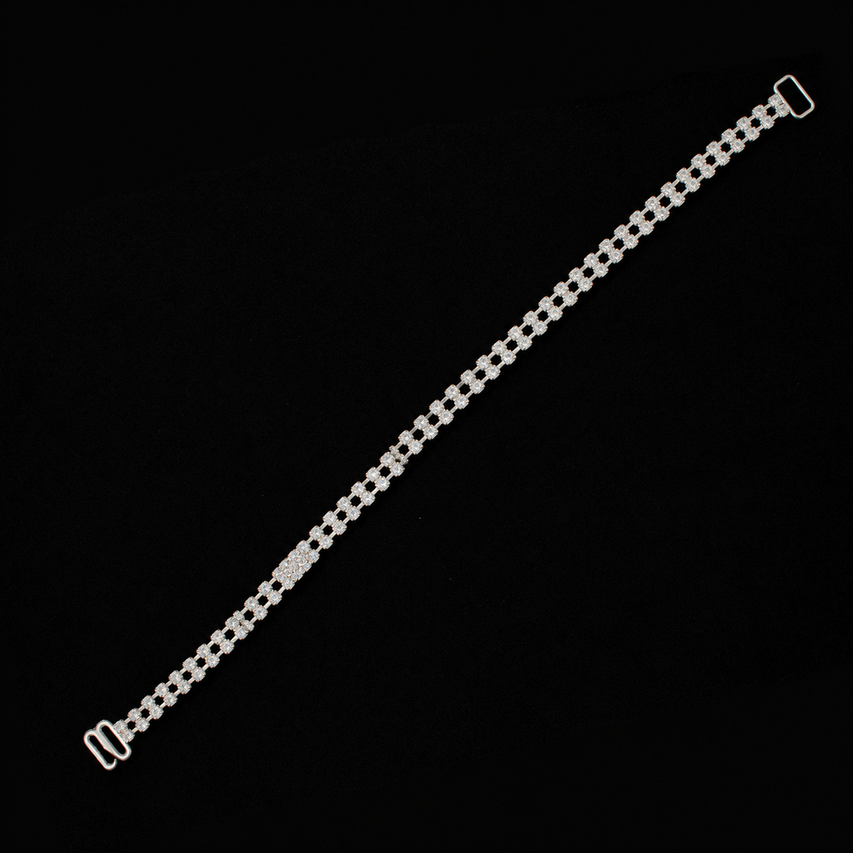 Silver Shiny Diamante Shoulder Chain Replacement Bra Strap 2pcs