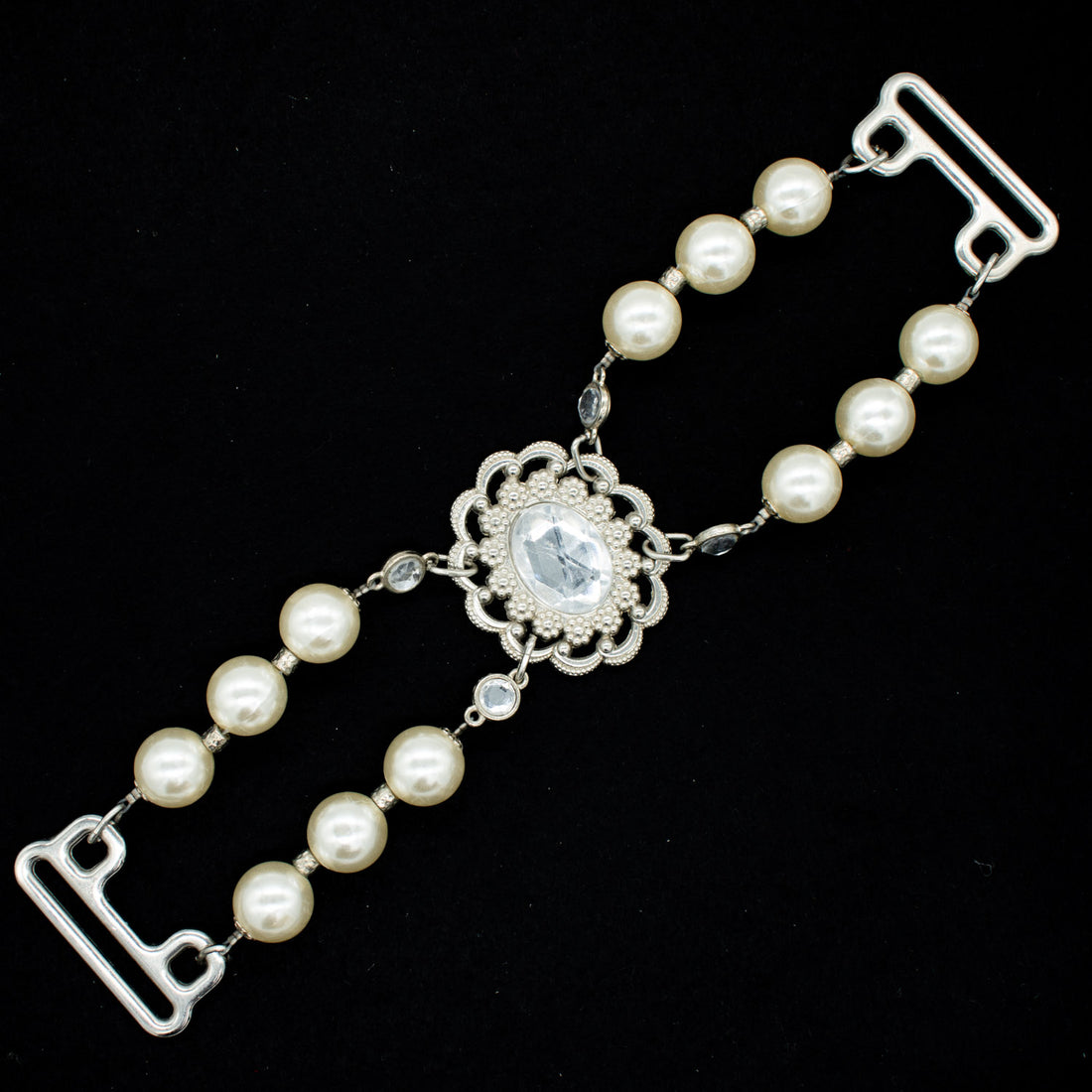 Luxury Vintage Rhinestone Pearl Choker Necklace Bridal Decor Buckles