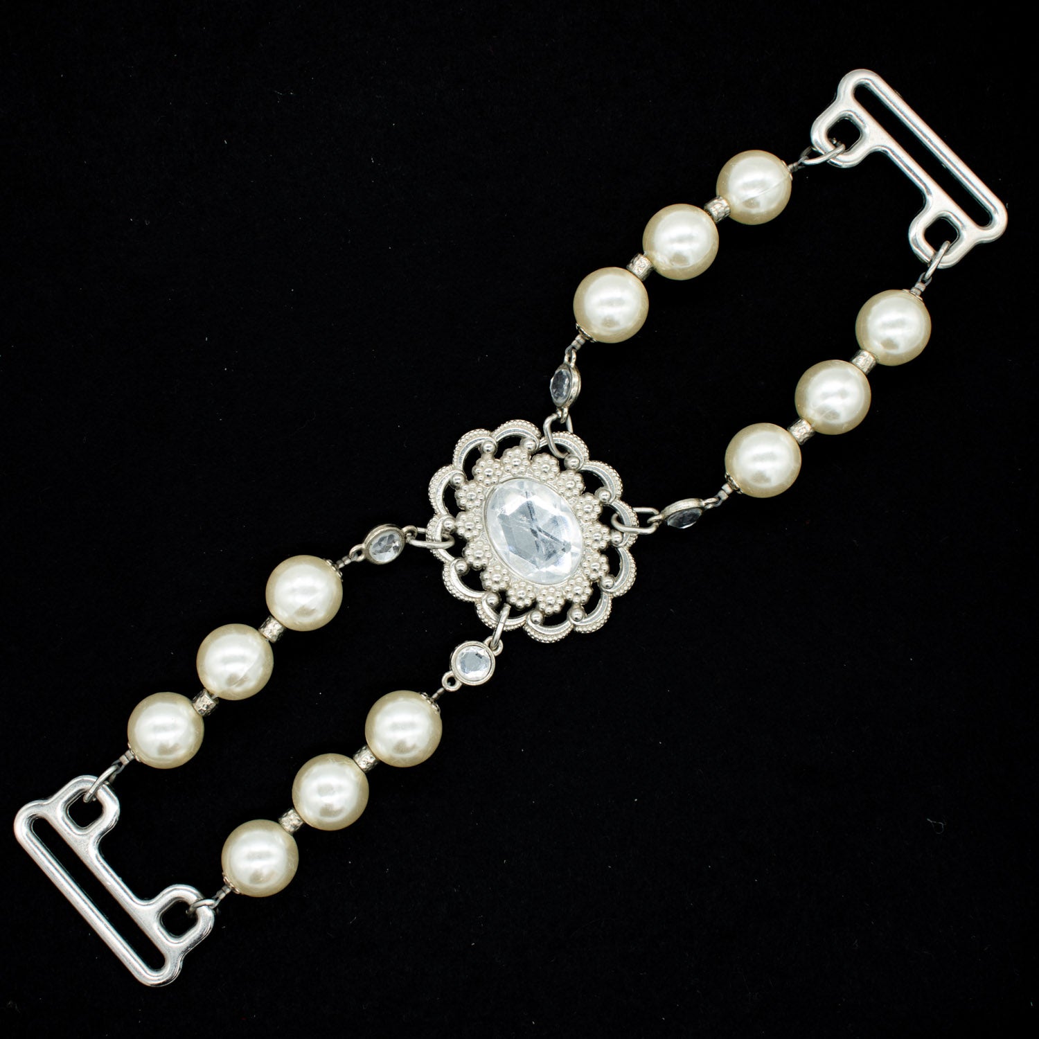 Luxury Vintage Rhinestone Pearl Choker Necklace Bridal Decor Buckles