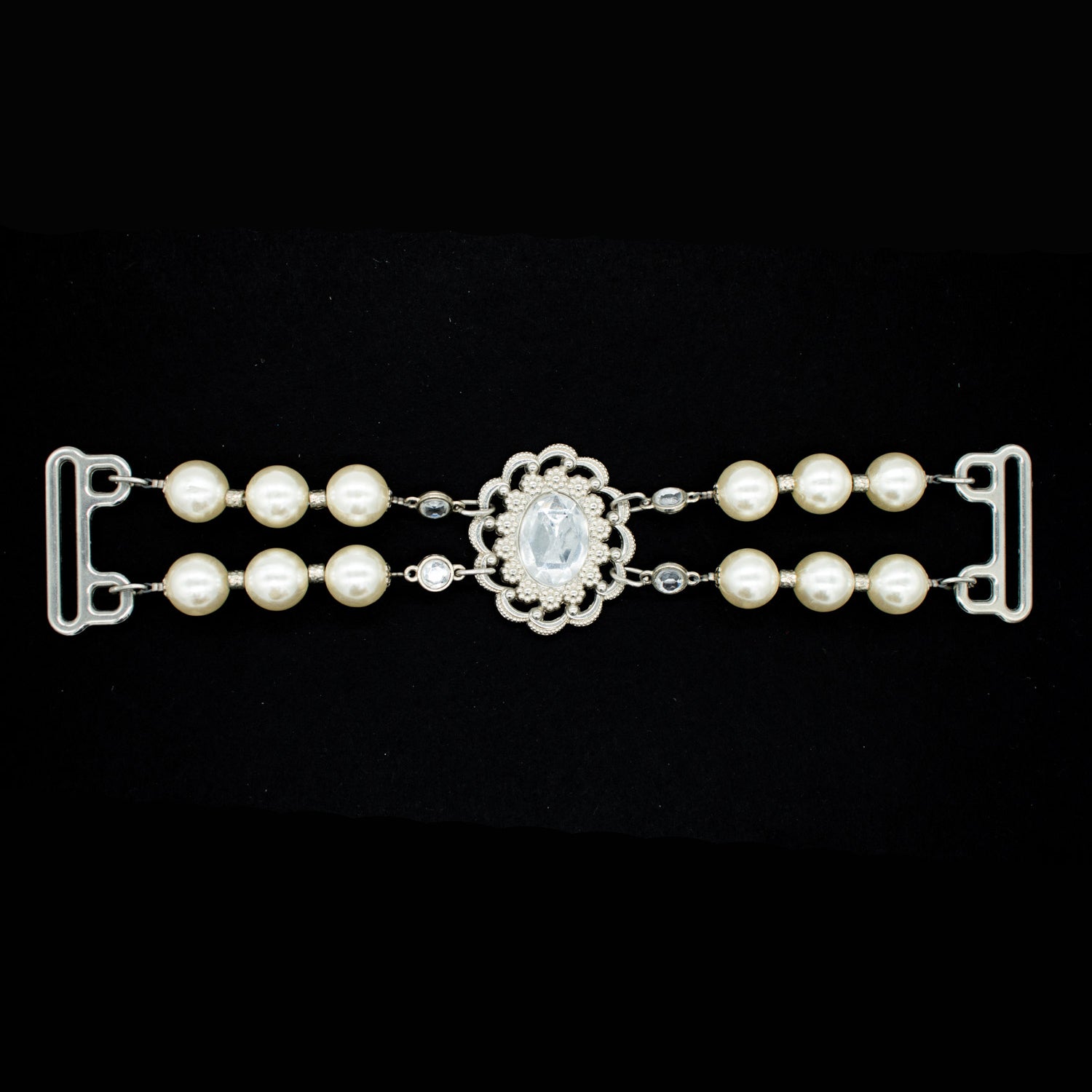 Luxury Vintage Rhinestone Pearl Choker Necklace Bridal Decor Buckles