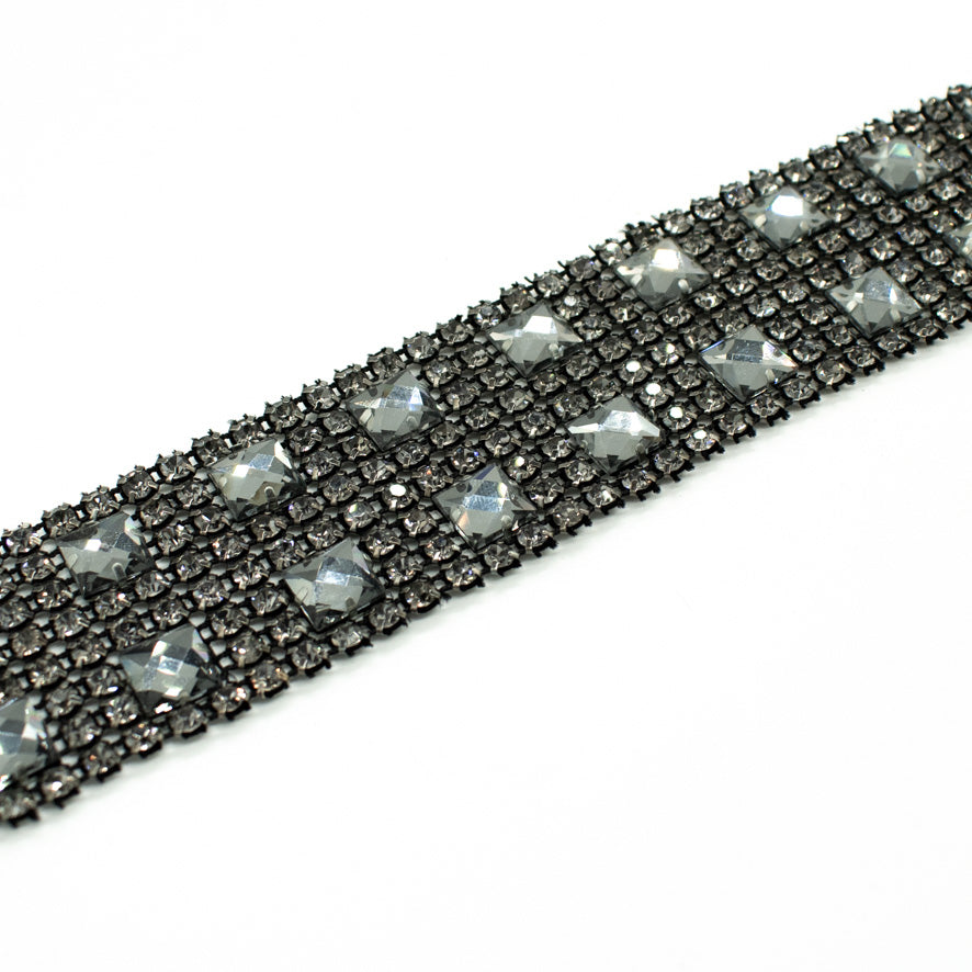 Lurex Diamonte Trim Crystal Rhinestone Ribbon 4CM