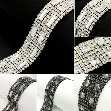 Lurex Diamonte Trim Crystal Rhinestone Ribbon 4CM