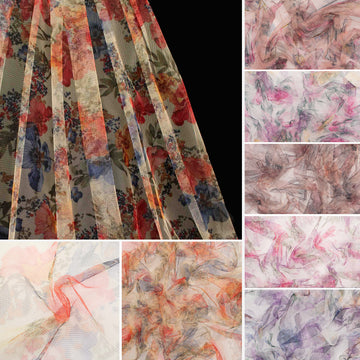 Digital Printed Fine Soft English Tulle - The Devon Collection