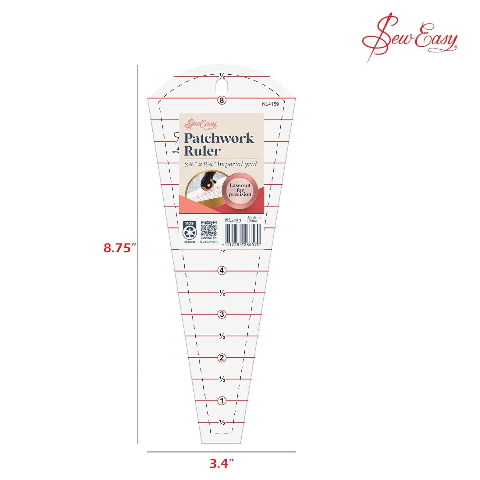 Sew Easy Quilting Patchwork Dresden Plate Ruler 3.37" x 8.75"