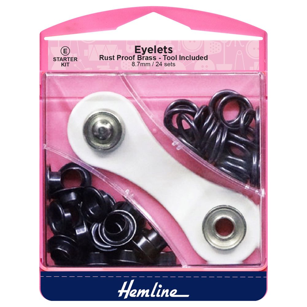 Hemline Eyelets Starter Set 8.7mm - Oxy Black