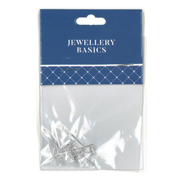 Earring Post 12mm Bright Silver 10Pcs