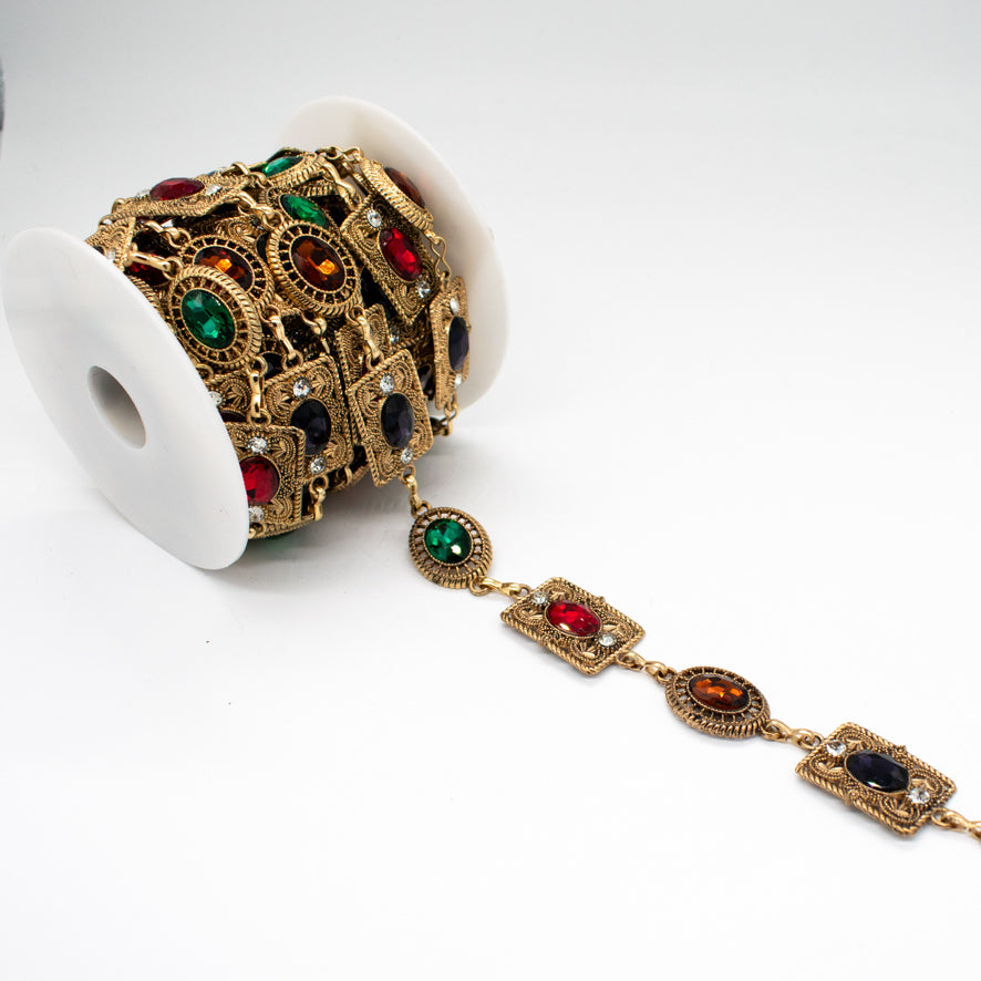 Embellished Metallic Regal Gem Chain