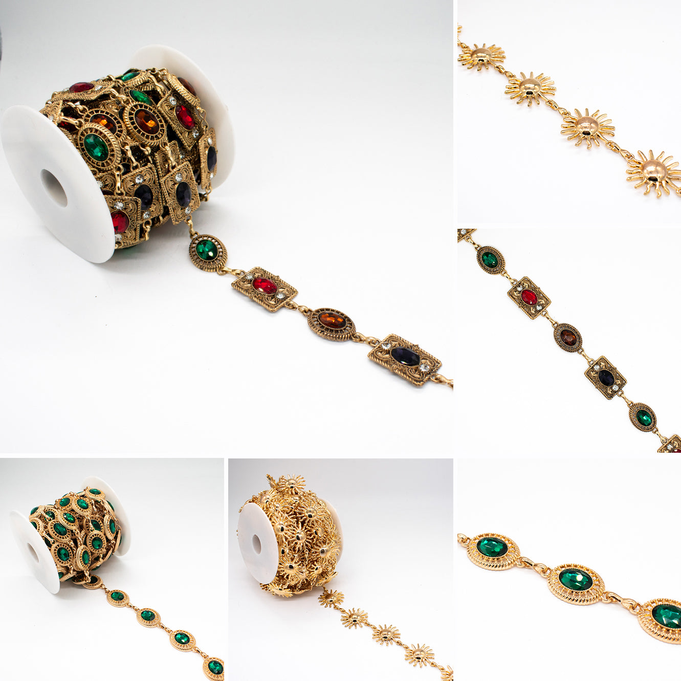 Embellished Metallic Regal Gem Chain