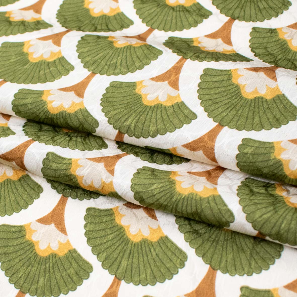 Embossed Crepe Prints SS41905 - Art Deco Scallop Floral