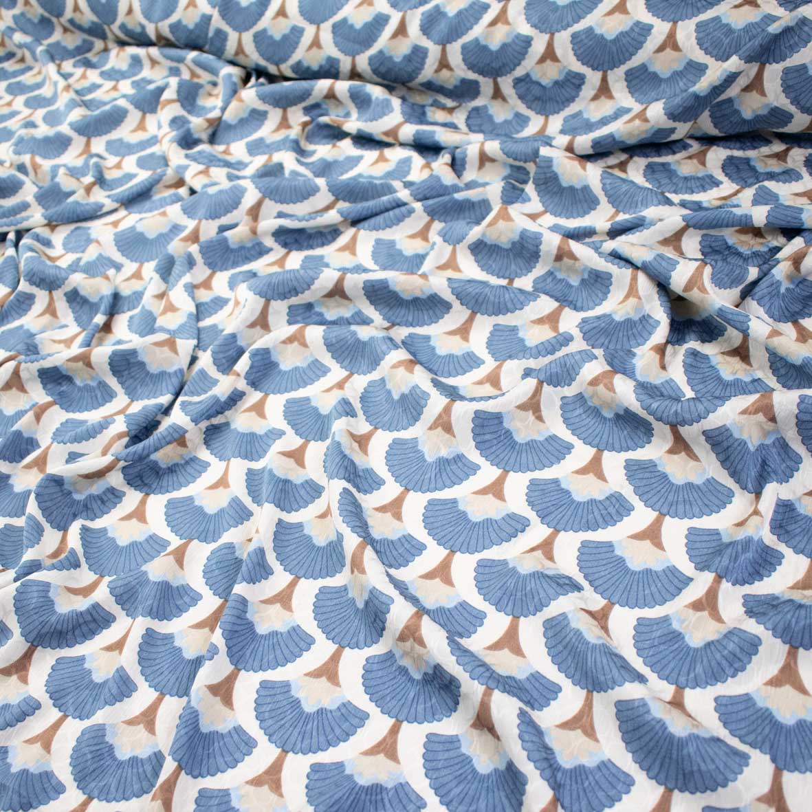 Embossed Crepe Prints SS41905 - Art Deco Scallop Floral