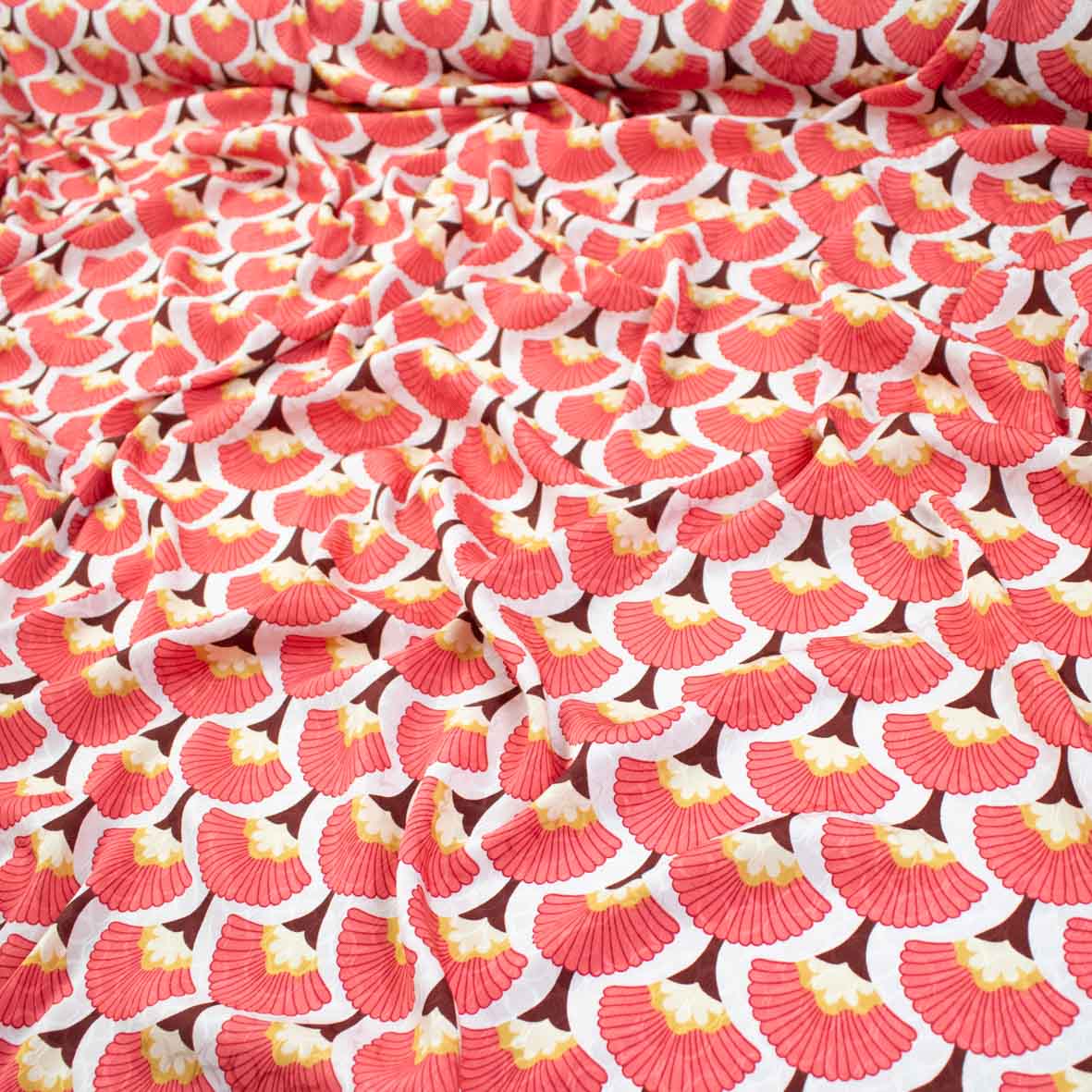 Embossed Crepe Prints SS41905 - Art Deco Scallop Floral