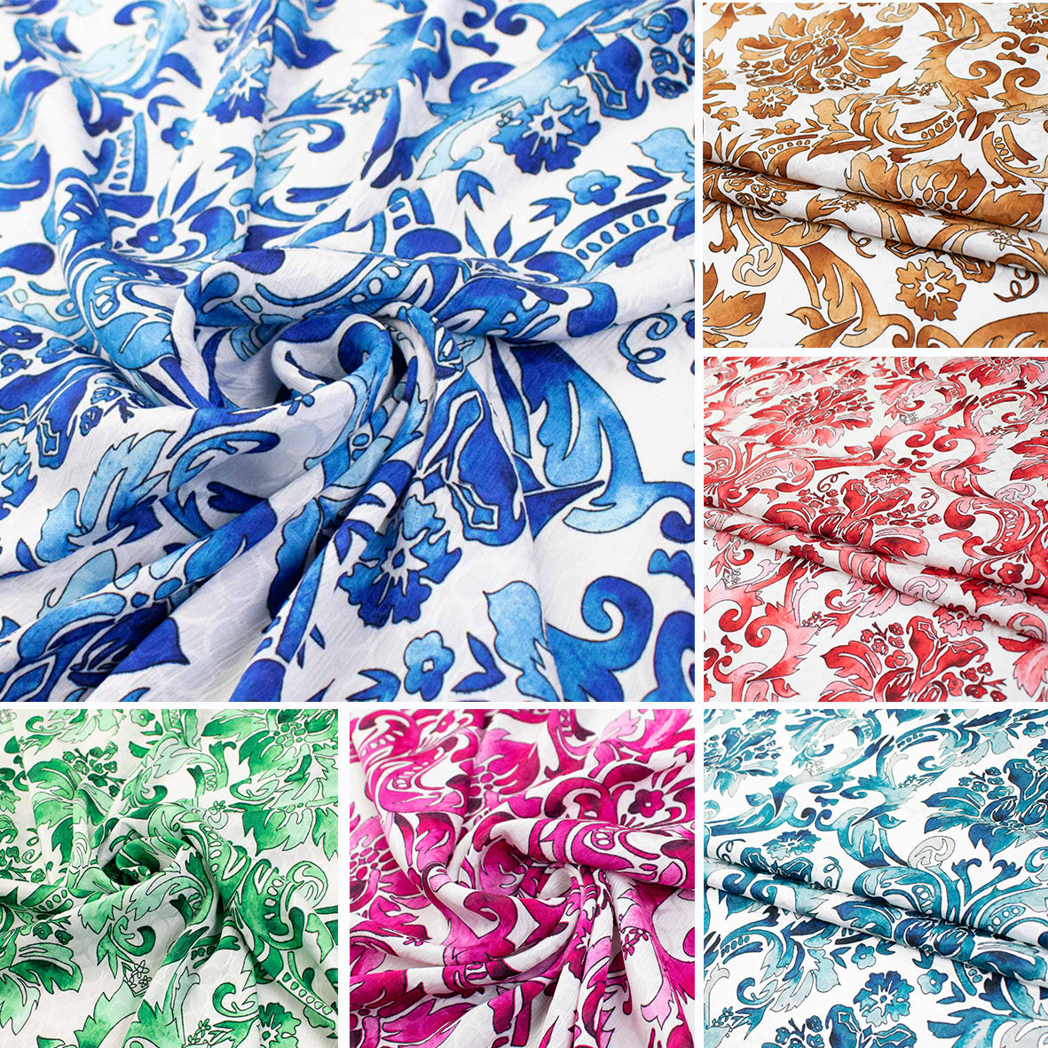 Embossed Crepe Prints SS41913 - Summer Floral Baroque