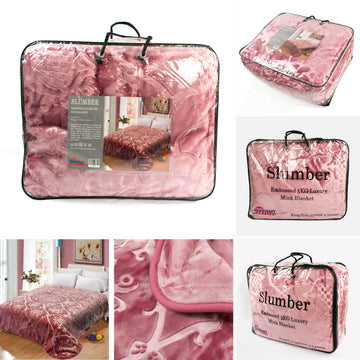 Slumber Embossed Luxury 5KG Mink Blanket Dusty Pink