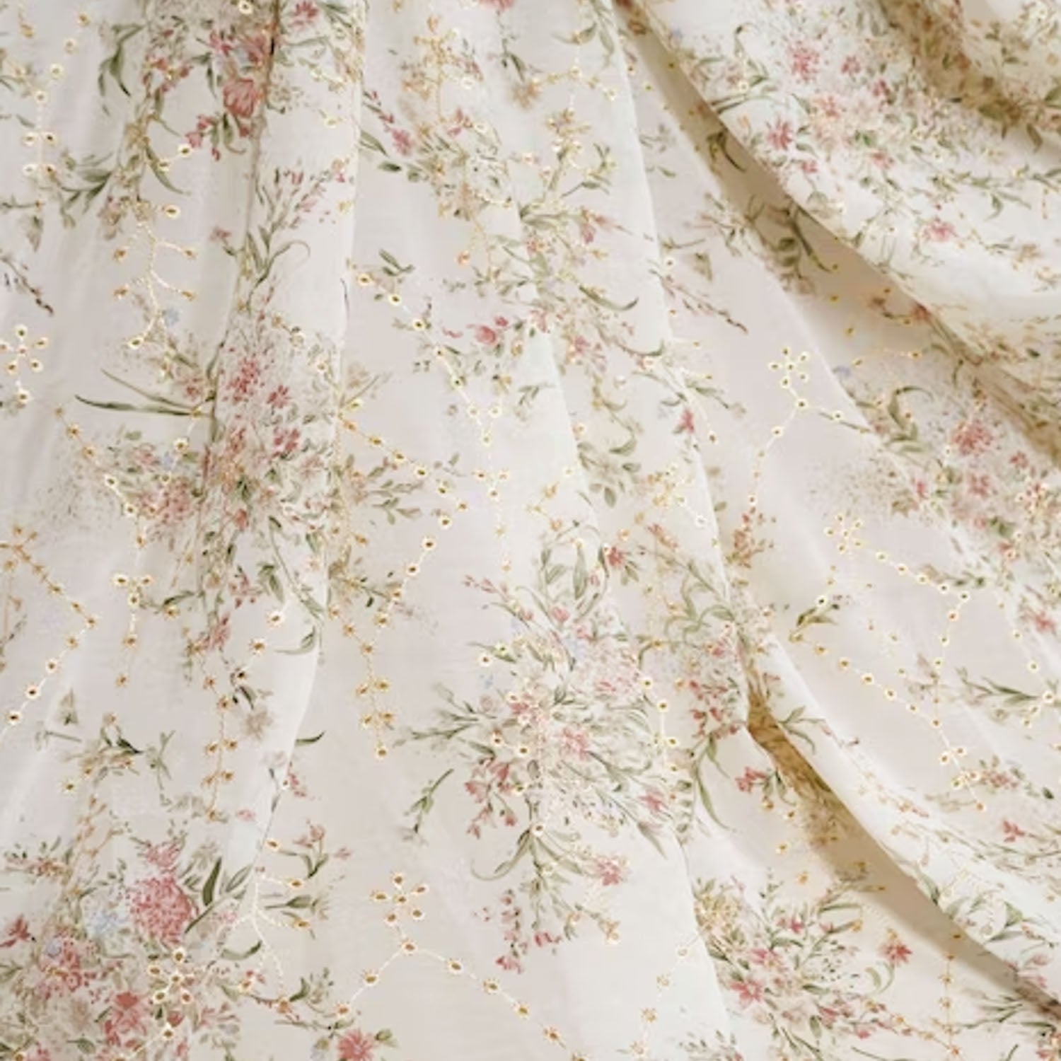 Embroidered Floral Print Chiffon