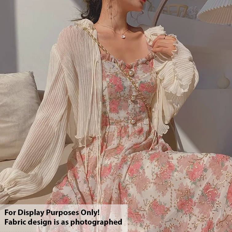 Embroidered Floral Print Chiffon