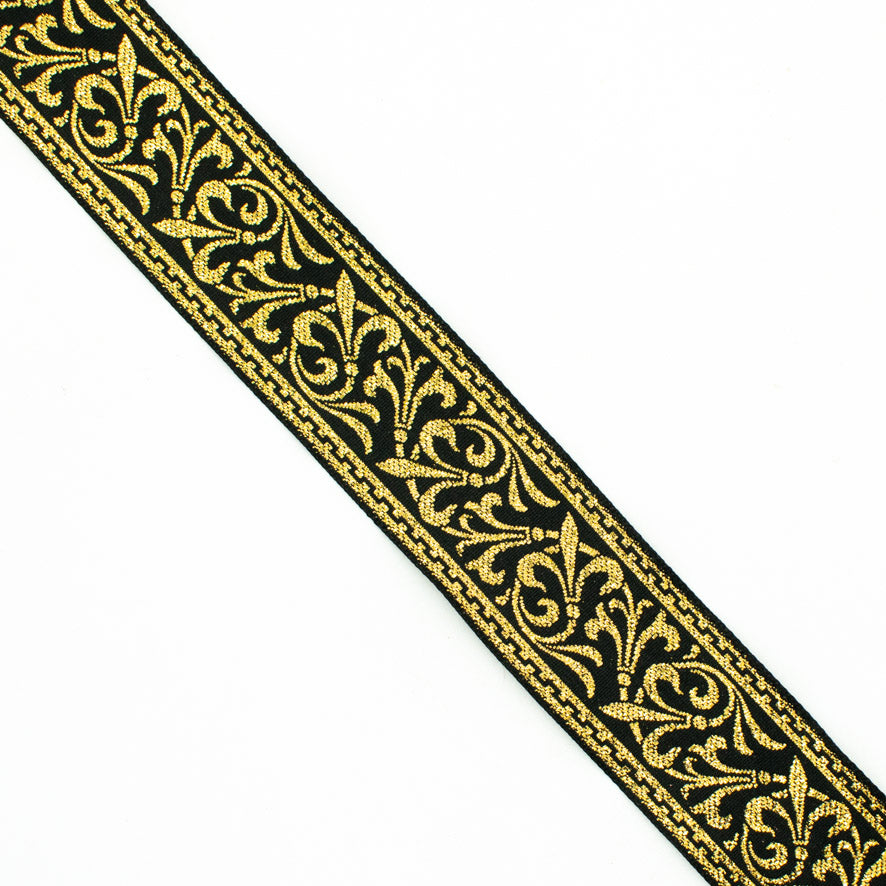 Gold & Silver Metallic Embroidered Jacquard Ribbon-35mm