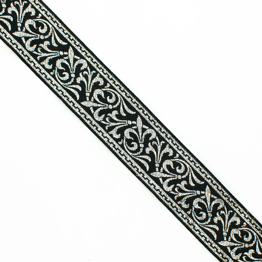 Gold & Silver Metallic Embroidered Jacquard Ribbon-35mm