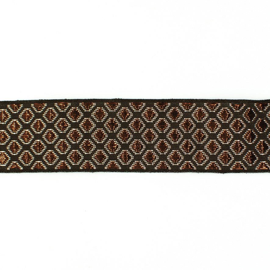 Metallic Fancy Diamond Rhombus Embroidered Jacquard Ribbon-40mm