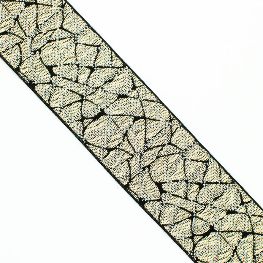 Metallic Snake Skin Abstract Embroidered Jacquard Ribbon-50mm