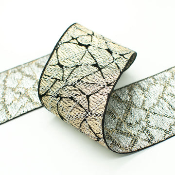 Metallic Snake Skin Abstract Embroidered Jacquard Ribbon-50mm