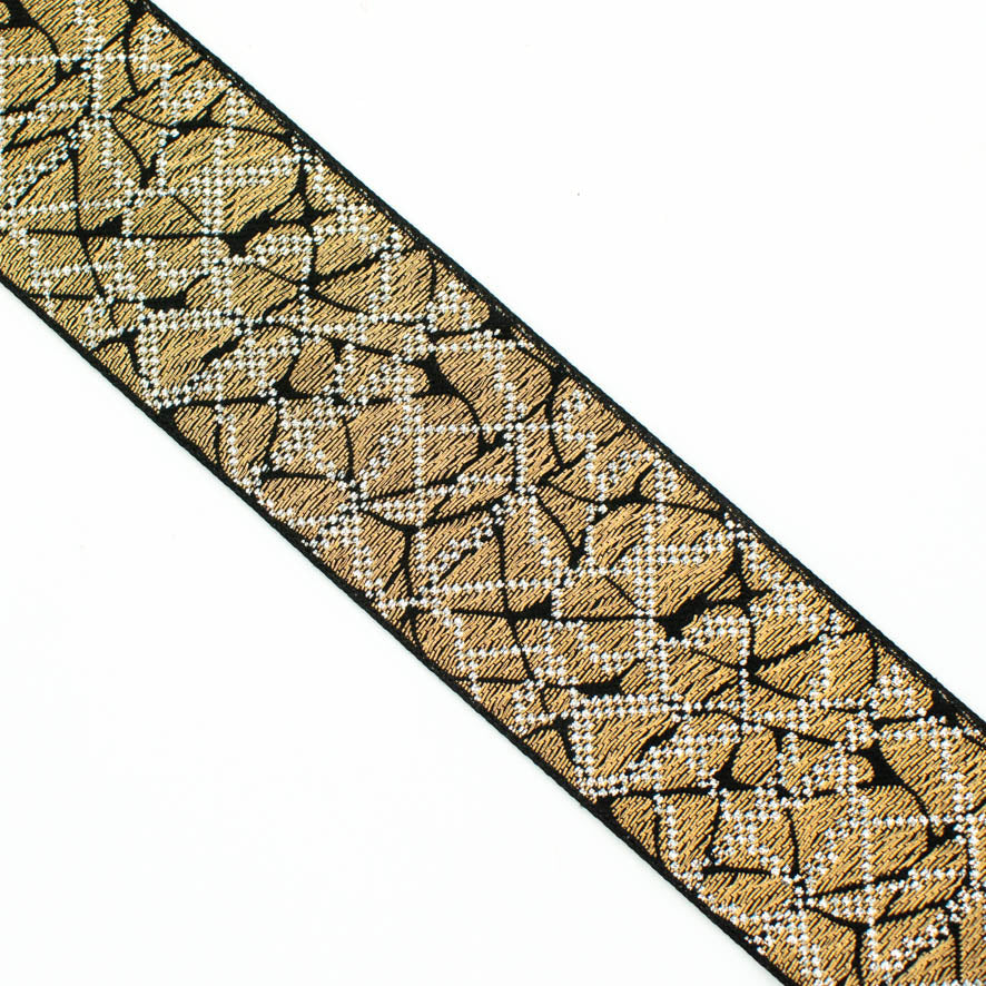 Metallic Snake Skin Abstract Embroidered Jacquard Ribbon-50mm