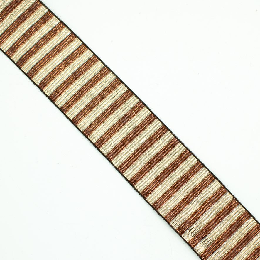 Metallic Fancy Embroidered Jacquard Ribbon Stripes-40mm