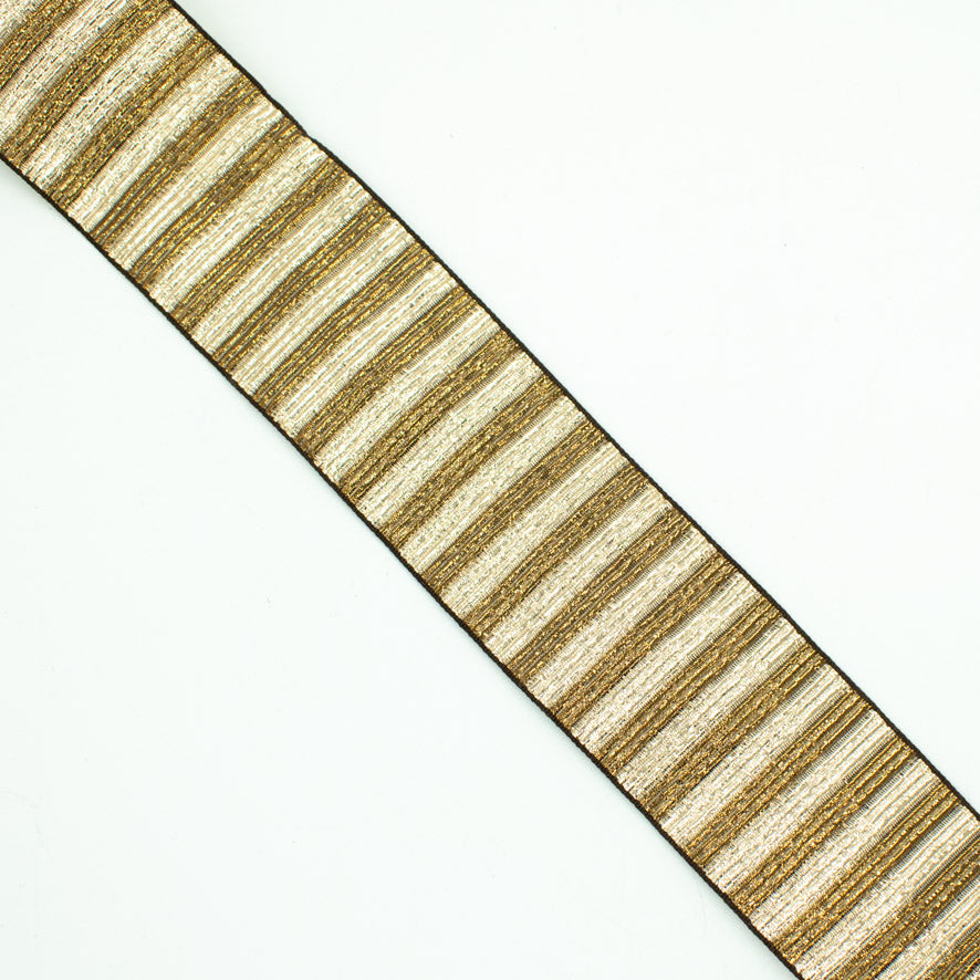 Metallic Fancy Embroidered Jacquard Ribbon Stripes-40mm