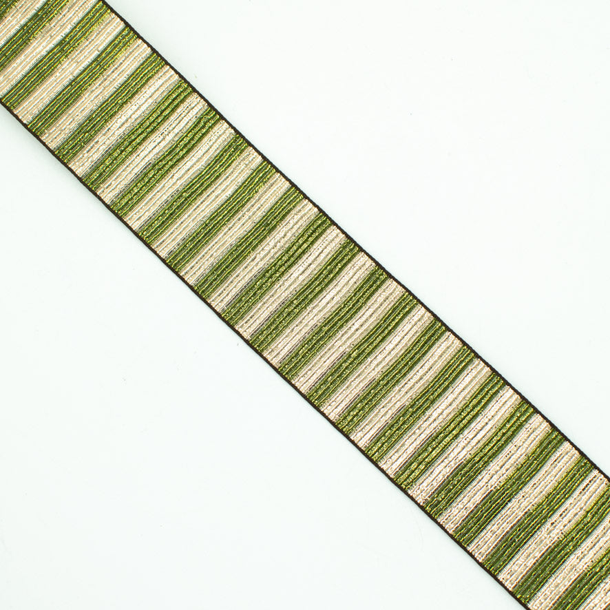 Metallic Fancy Embroidered Jacquard Ribbon Stripes-40mm