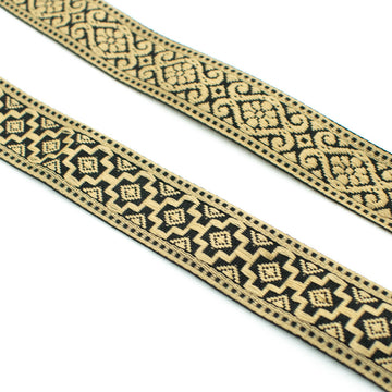 Vintage Gold Embroidered Jacquard Ribbon-25mm