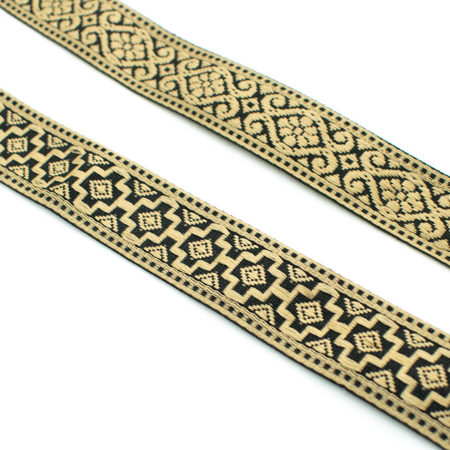 Vintage Gold Embroidered Jacquard Ribbon-25mm