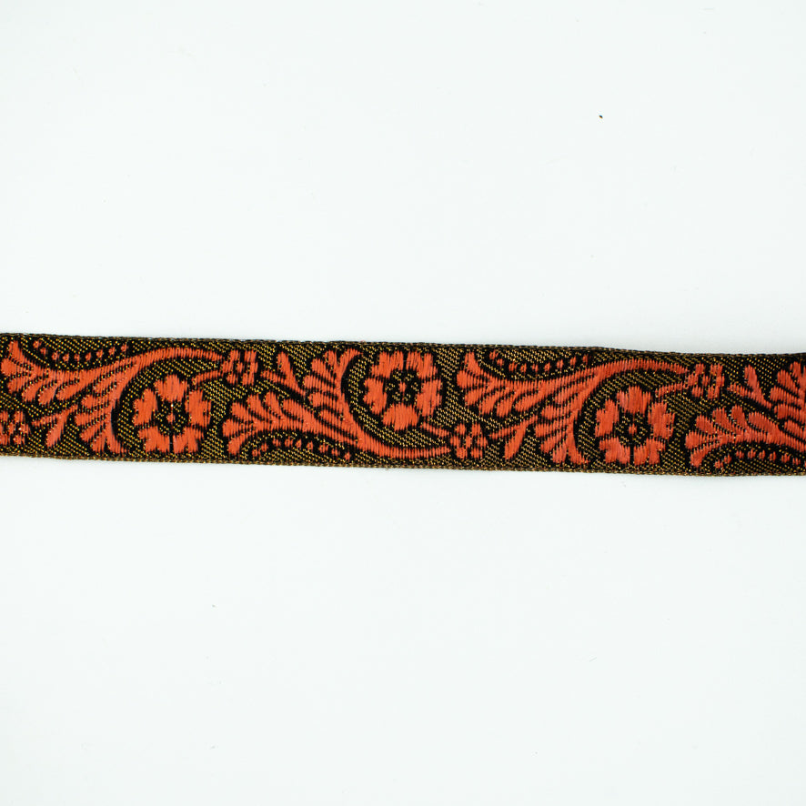 Floral Vines Embroidered Jacquard Ribbon-30mm