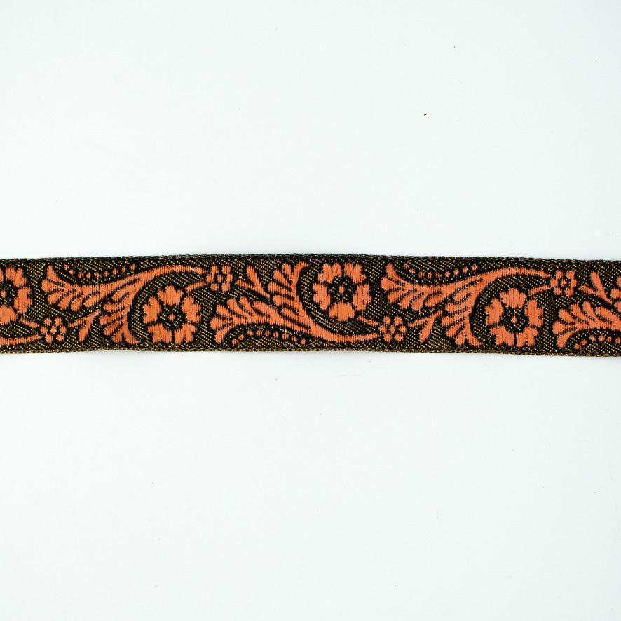 Floral Vines Embroidered Jacquard Ribbon-30mm