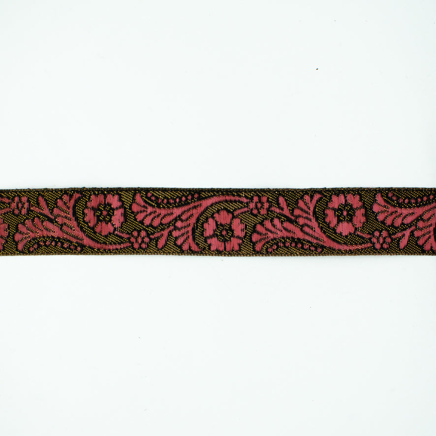 Floral Vines Embroidered Jacquard Ribbon-30mm