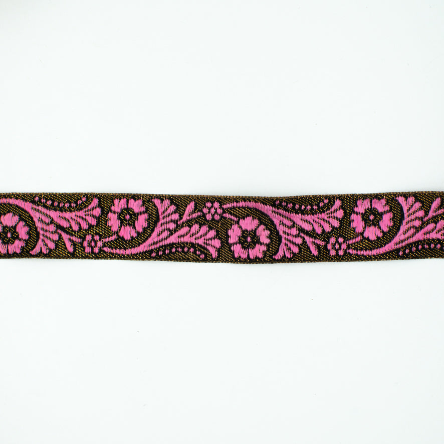 Floral Vines Embroidered Jacquard Ribbon-30mm