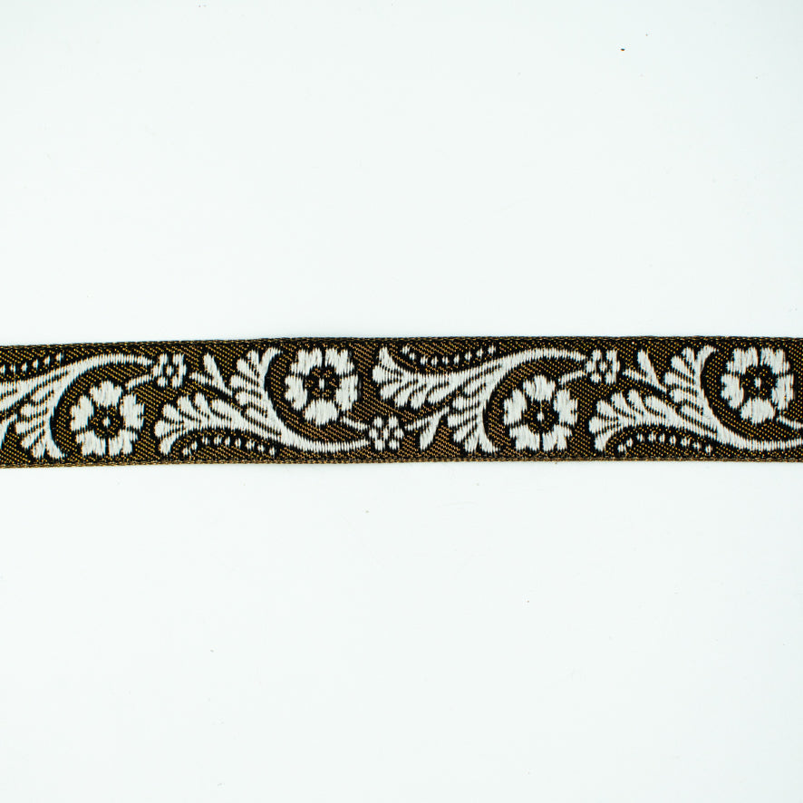 Floral Vines Embroidered Jacquard Ribbon-30mm