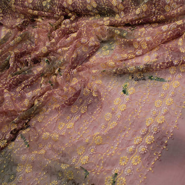 Embroidered Floral Vines Shaded Chiffon Lace