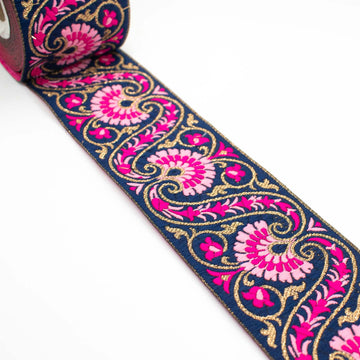Embroidered Fancy Damask Floral Jacquard Ribbon-6.5cm