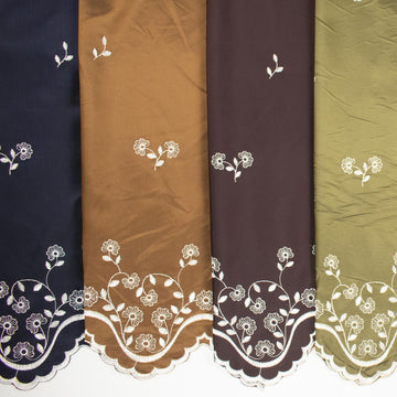 Floral Embroidered Edge Taffeta Curtaining Fabrics 320CM