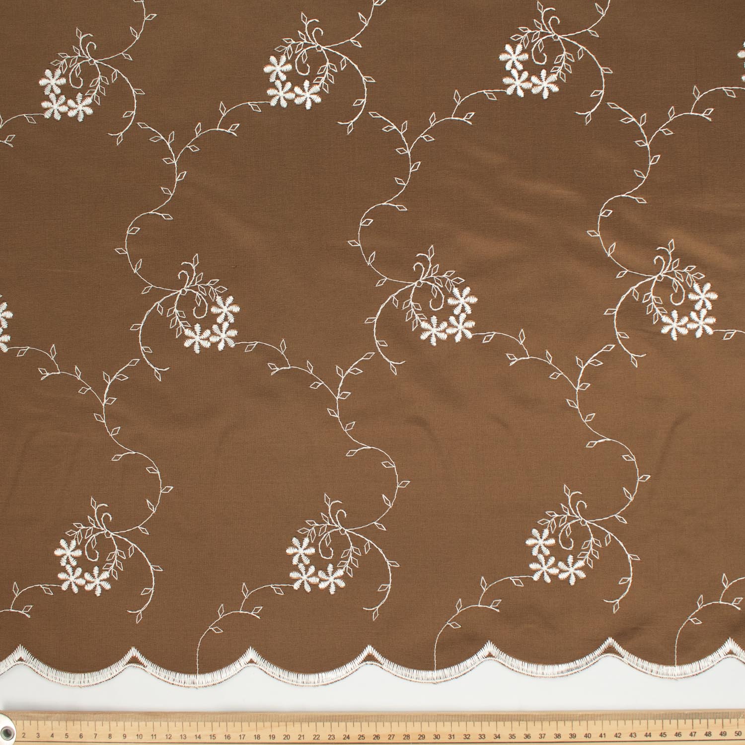 Floral Embroidered Edge Taffeta Curtaining Fabrics 320CM