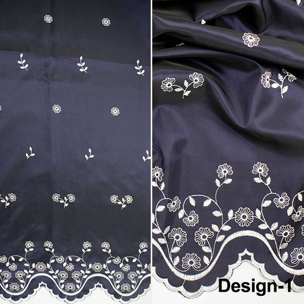Floral Embroidered Edge Taffeta Curtaining Fabrics 320CM