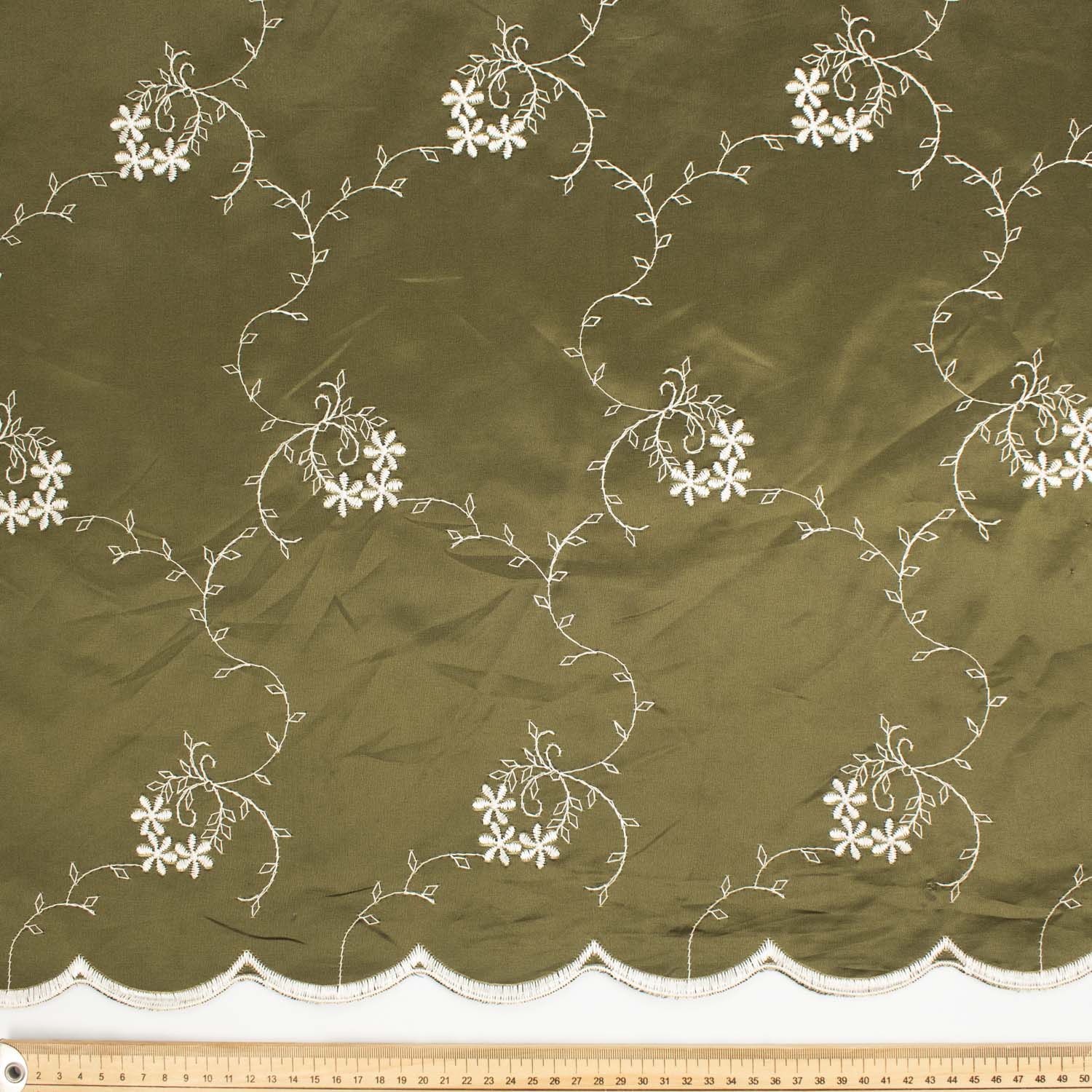 Floral Embroidered Edge Taffeta Curtaining Fabrics 320CM
