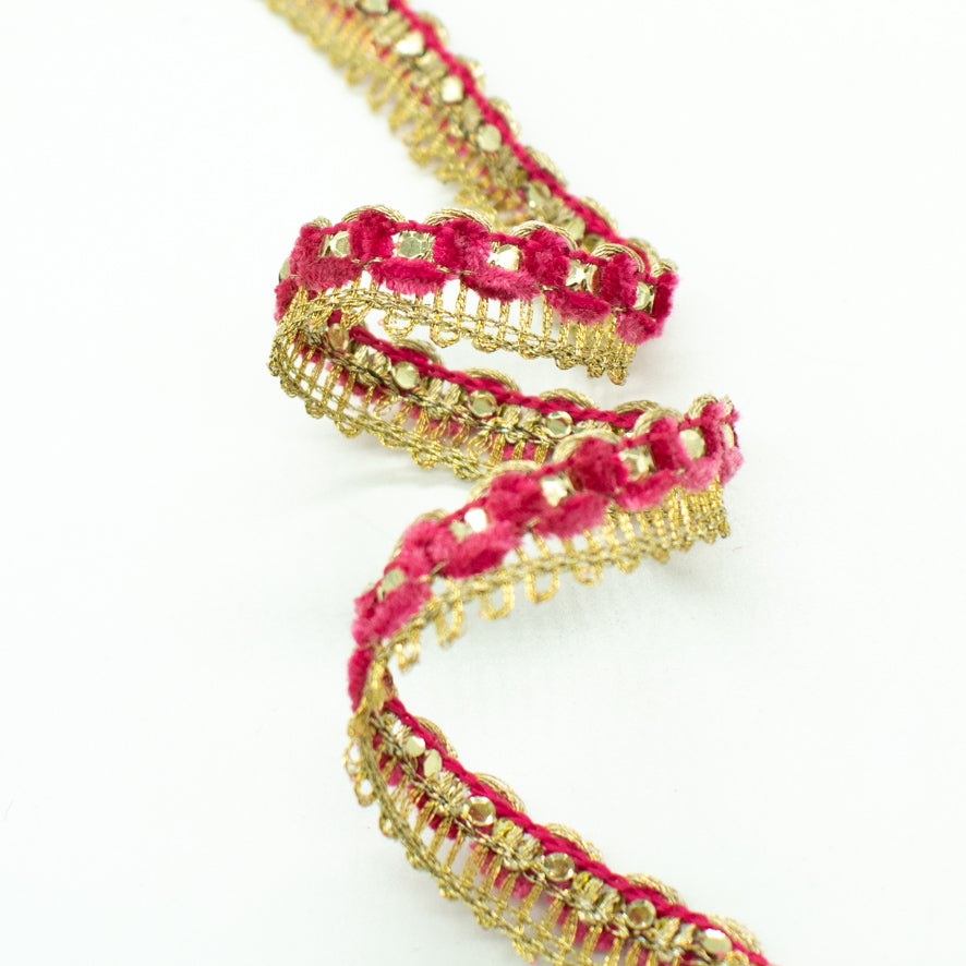 Braid Gimp Sequin Shiny Embroidered Ribbon-12mm