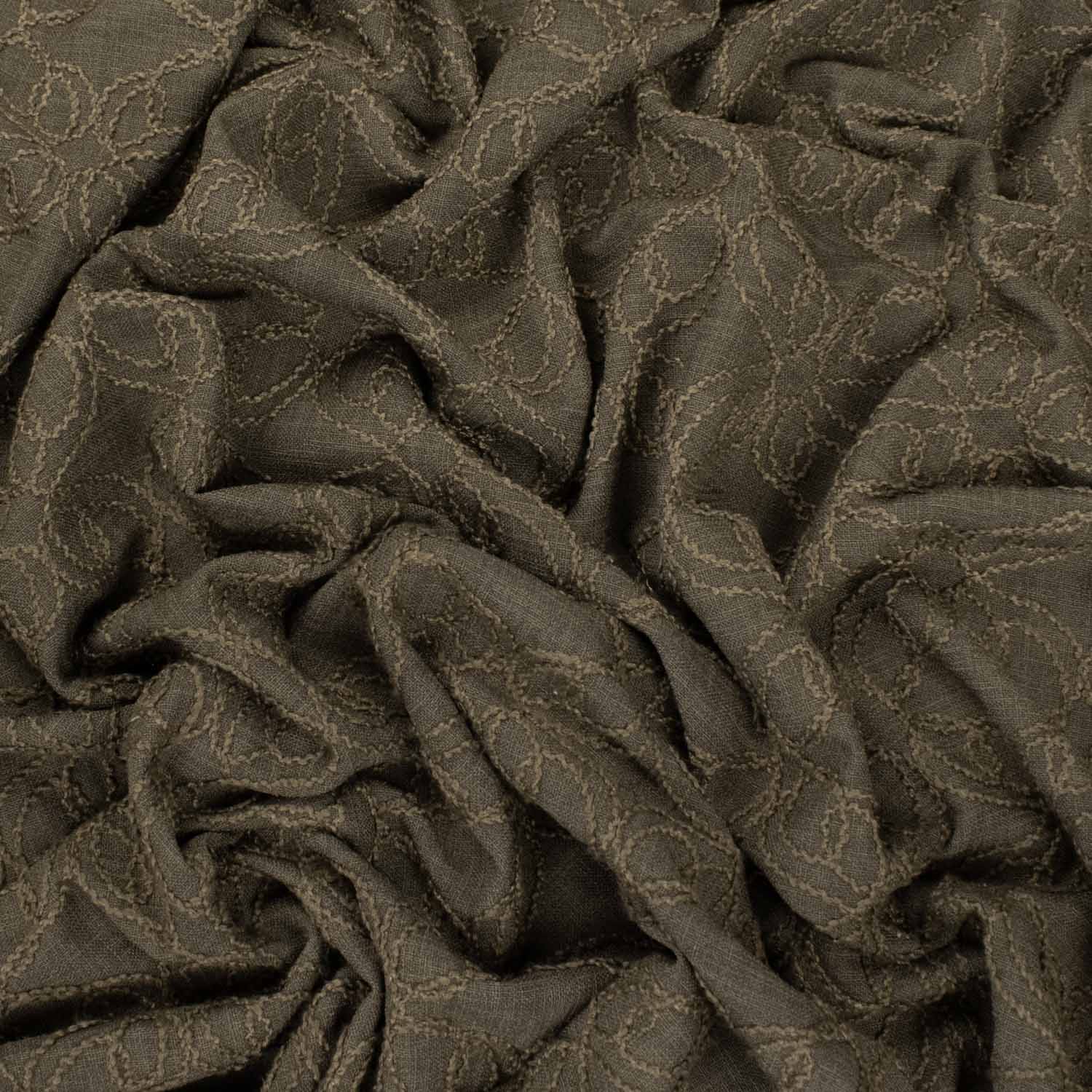 Cord Embroidered Linen Blended Suiting Design-Farandole