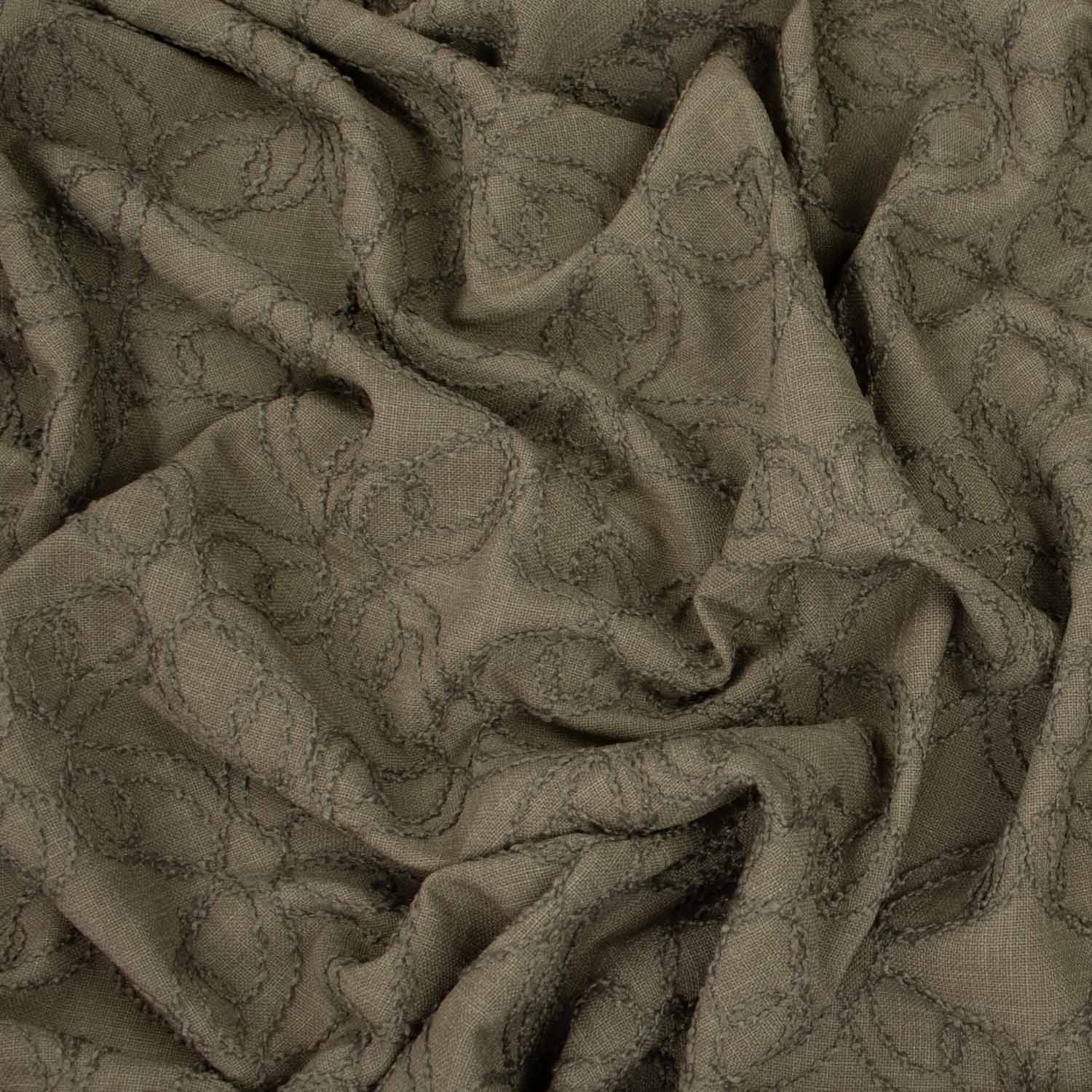 Cord Embroidered Linen Blended Suiting Design-Farandole