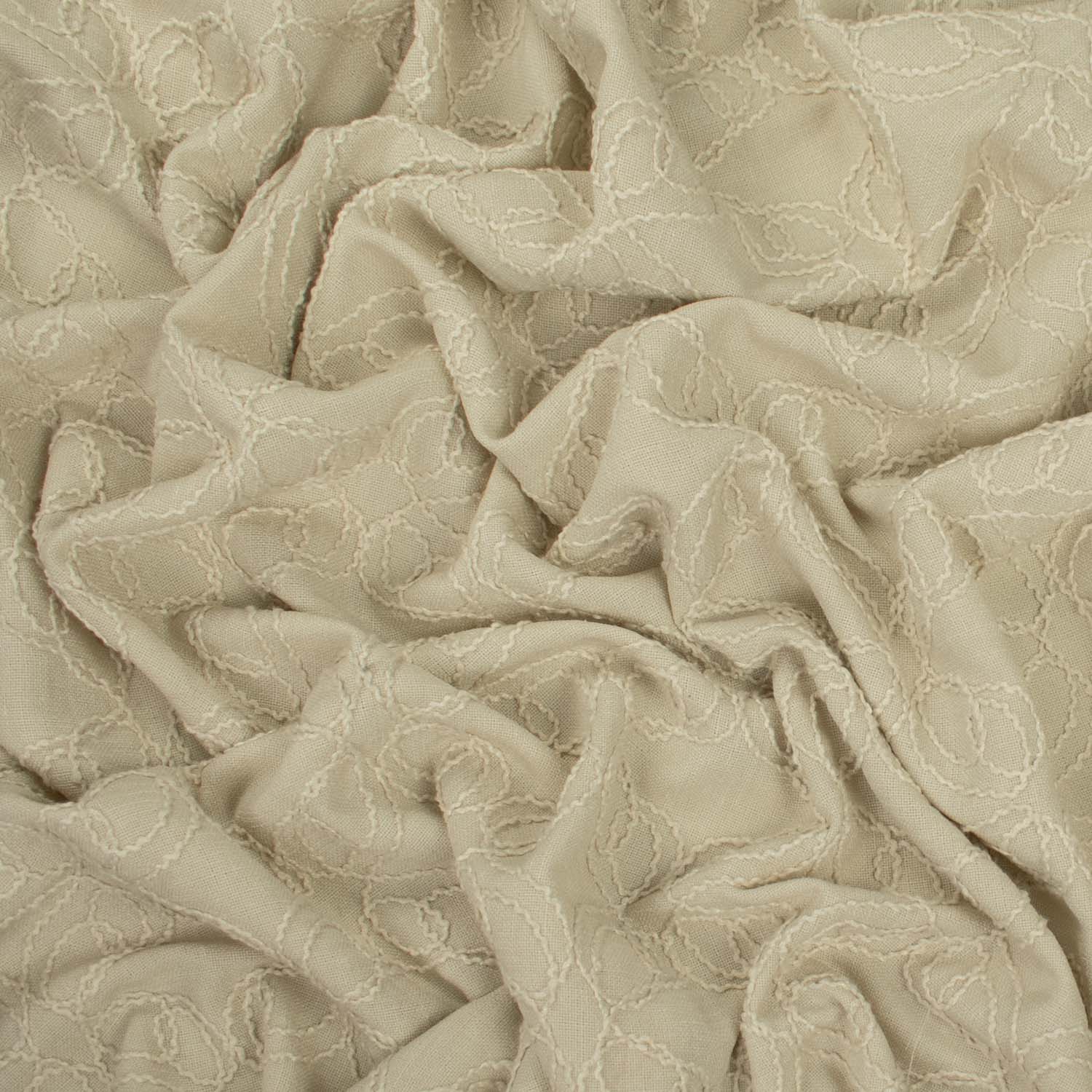 Cord Embroidered Linen Blended Suiting Design-Farandole