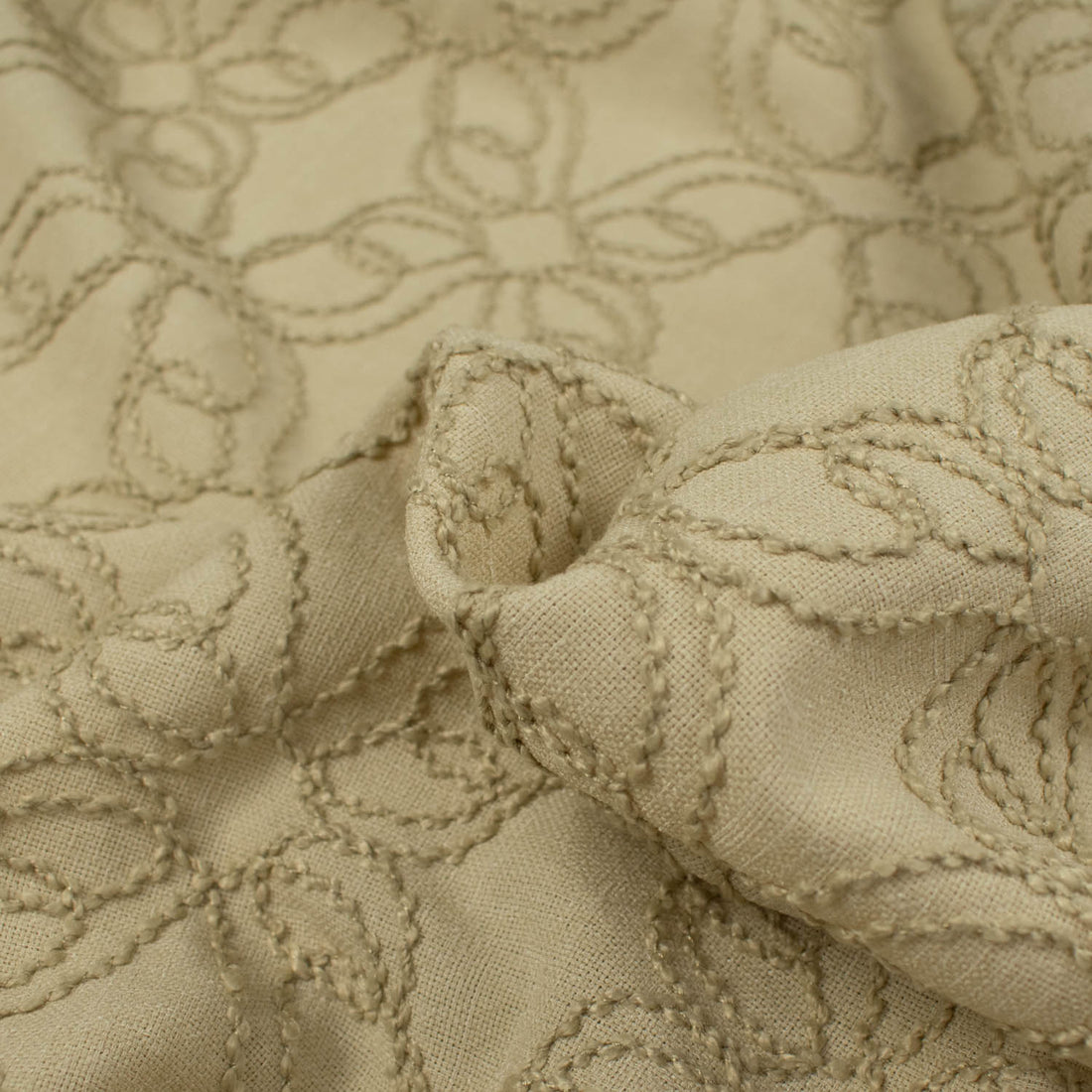 Cord Embroidered Linen Blended Suiting Design-Farandole