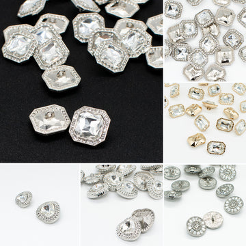 Crystal Rhinestone Metal Shank Button