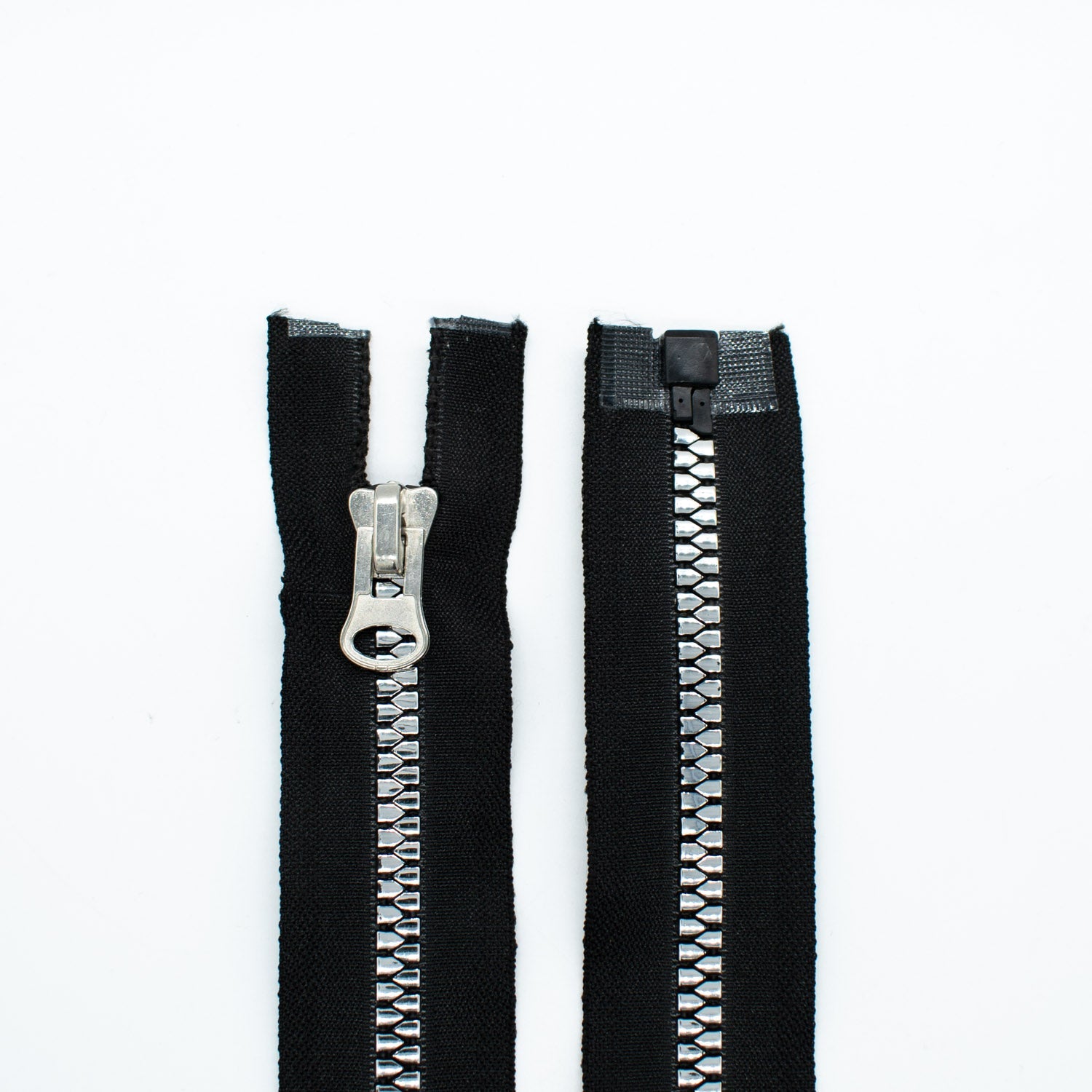 Open End Chunky Fashion Zip 45CM Black & Silver